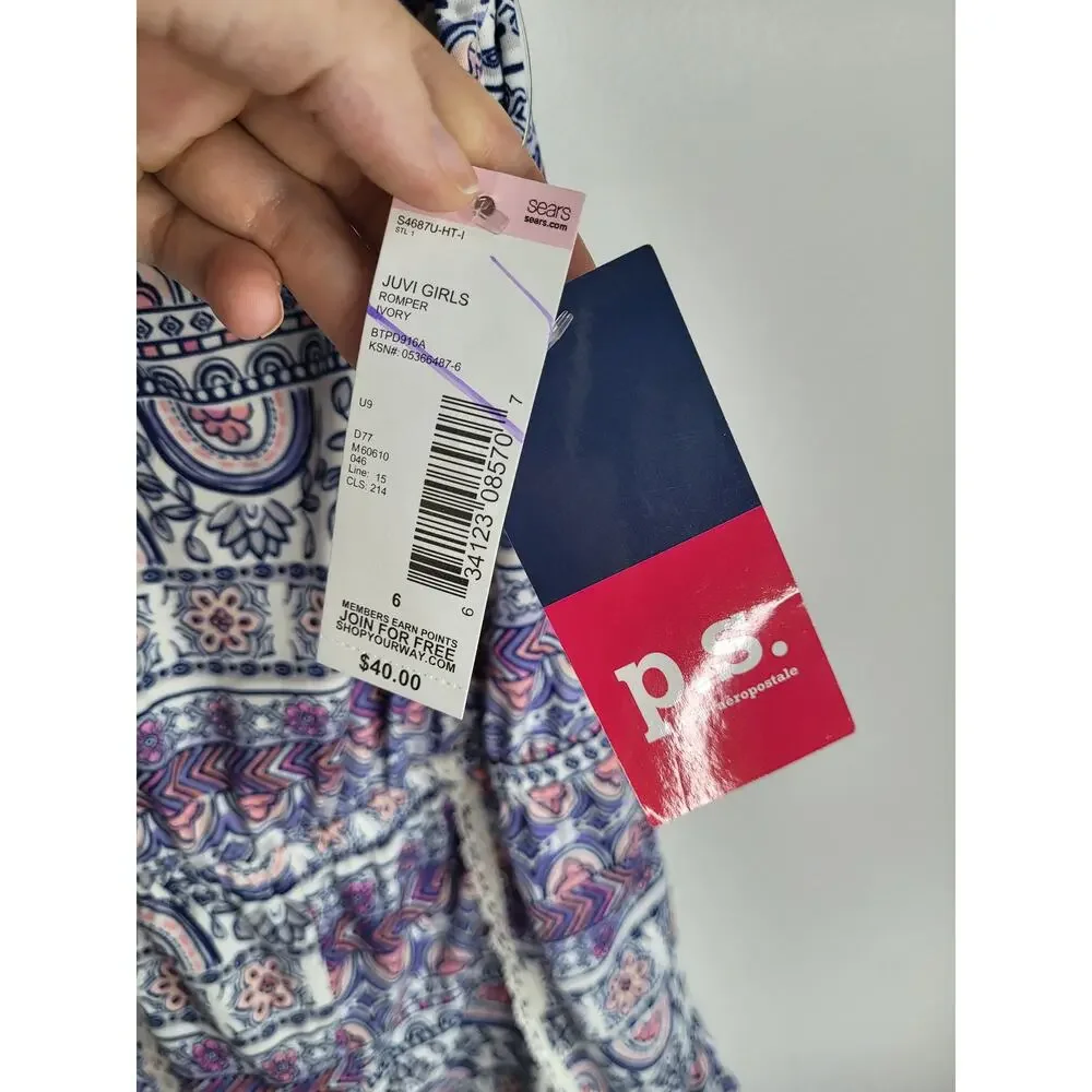 NWT P.S. From Aéropostale Boho Floral Paisley Ruffle Off-Shoulder Romper Shorts